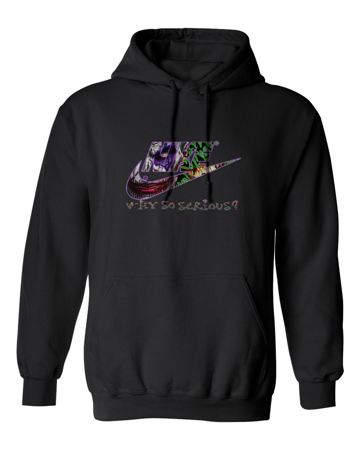 Nike Joker Why So Serious Design — black hoodie mockup
