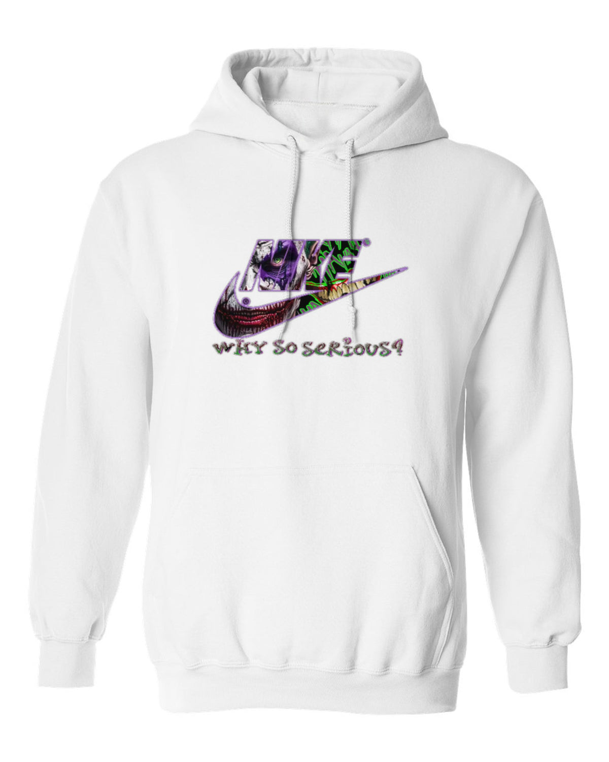Nike Joker Why So Serious Design — white hoodie mockup