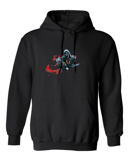 Nike Ghostface Splatter Design — black hoodie mockup