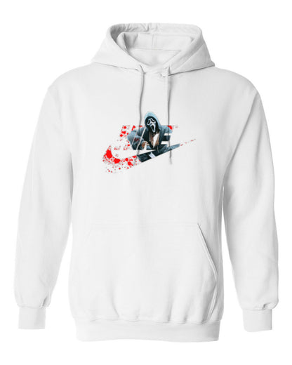Nike Ghostface Splatter Design — white hoodie mockup