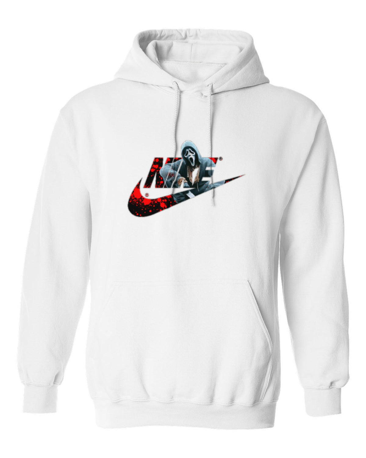 Nike Ghostface Design — white hoodie mockup