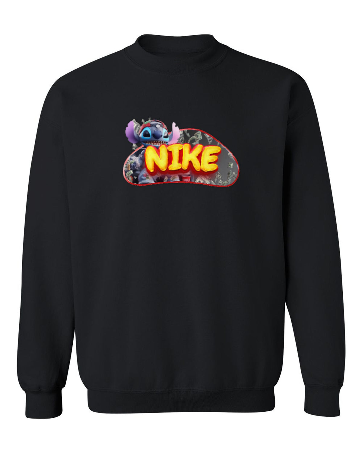 Nike Stitch Design — black crewneck mockup