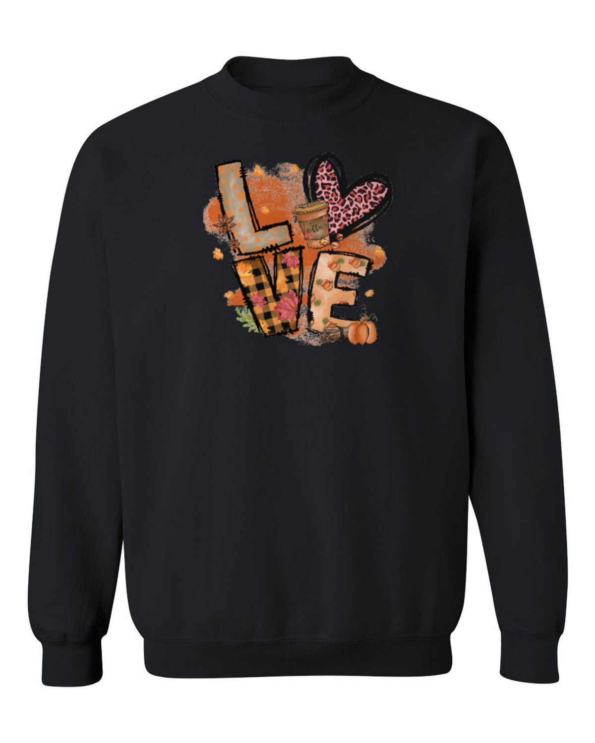 Autumn Love Design — black crewneck mockup