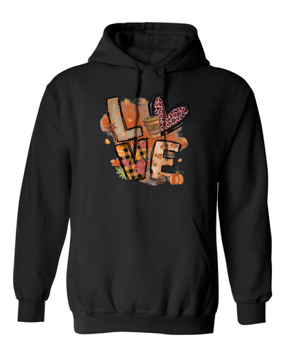 Autumn Love Design — black hoodie mockup