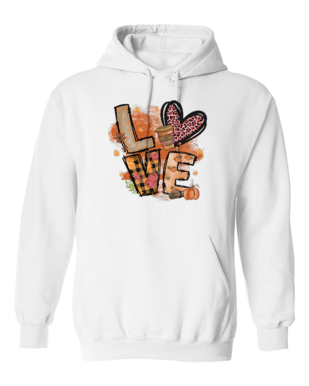 Autumn Love Design — white hoodie mockup