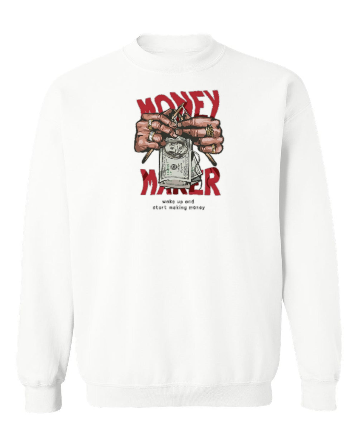 Money Maker Design — white crewneck mockup