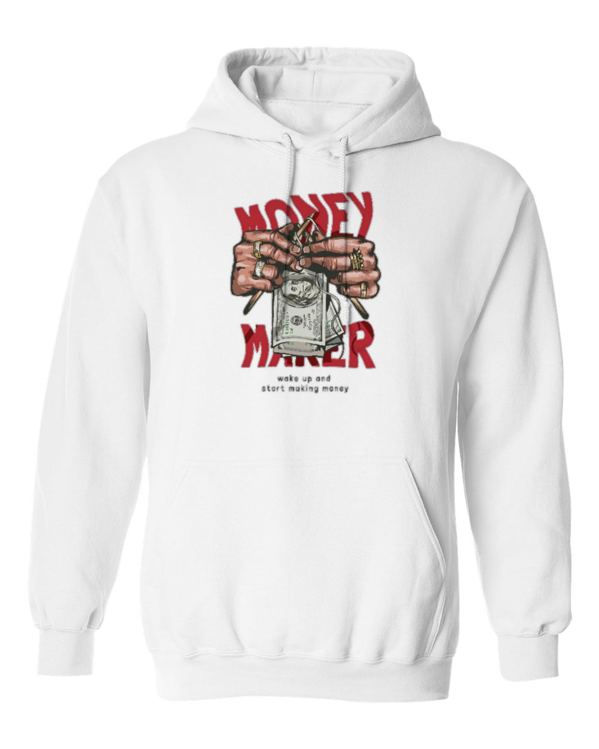 Money Maker Design — white hoodie mockup