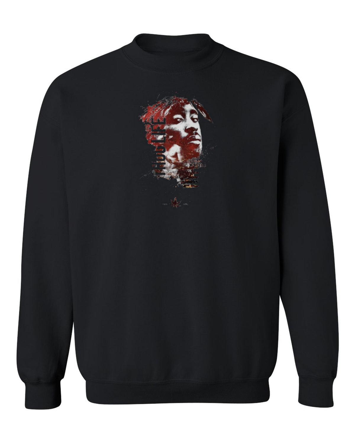 Tupac Thug Life Design — black crewneck mockup