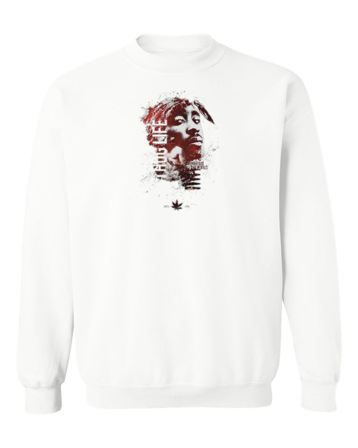 Tupac Thug Life Design — white crewneck mockup