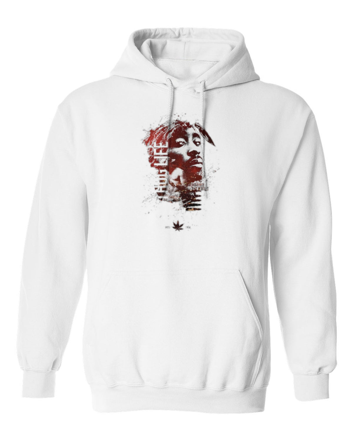 Tupac Thug Life Design — white hoodie mockup
