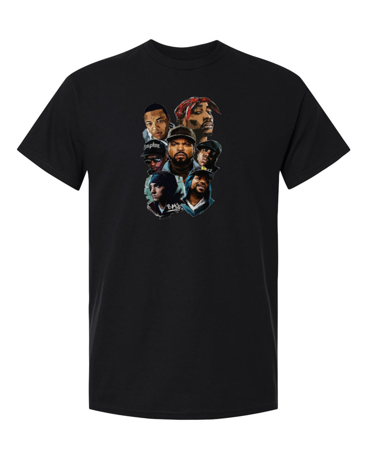 Hip Hop Legends Design — black t-shirt mockup