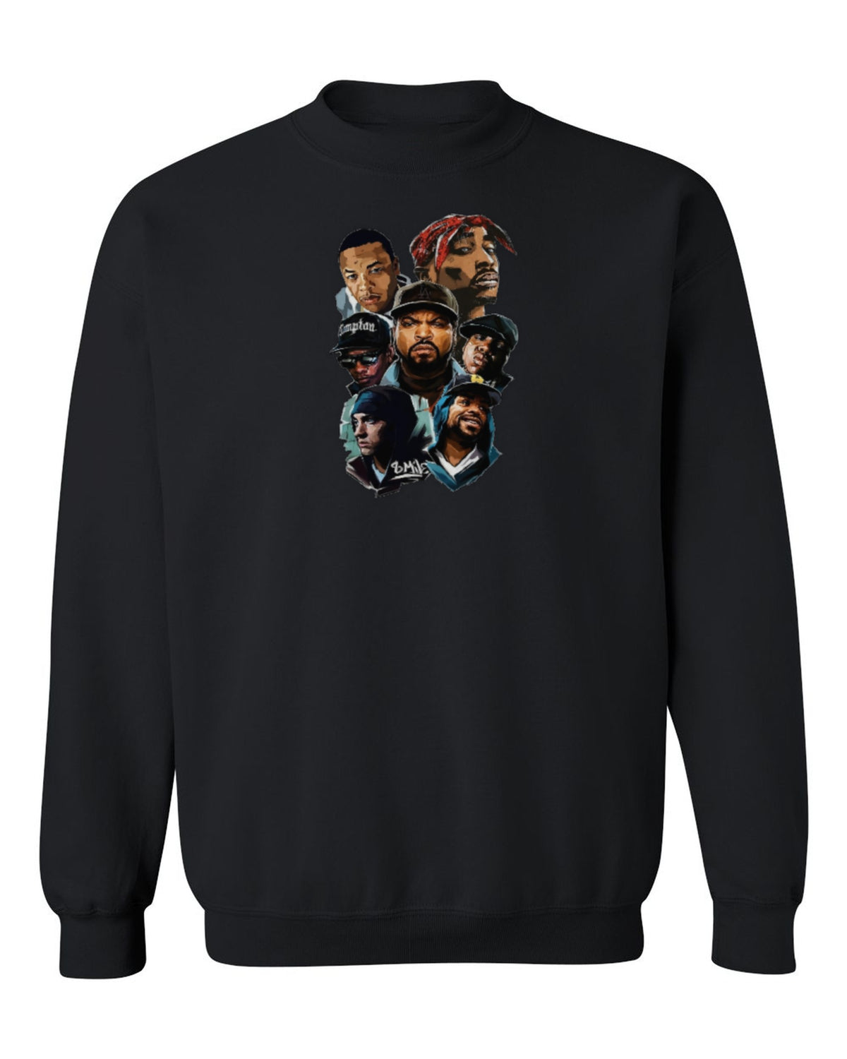 Hip Hop Legends Design — black crewneck mockup