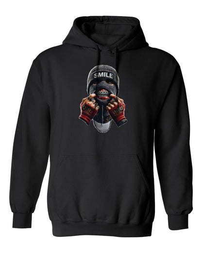 Smile Mask Design — black hoodie mockup