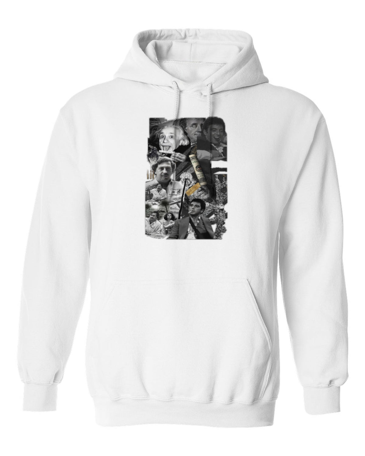Scarface Collage Design — white hoodie mockup