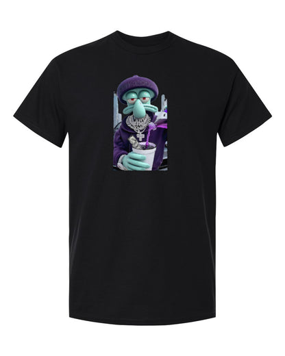 Squidward Drip Design — black t-shirt mockup