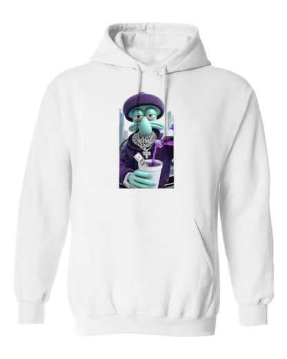 Squidward Drip Design — white hoodie mockup