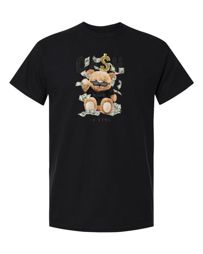 Cash Is King Bear Design — black t-shirt mockup