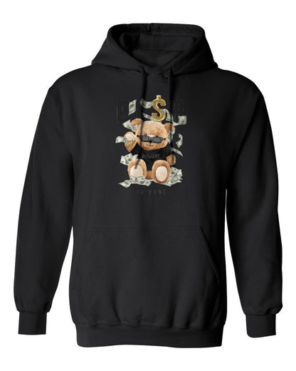 Cash Is King Bear Design — black hoodie mockup