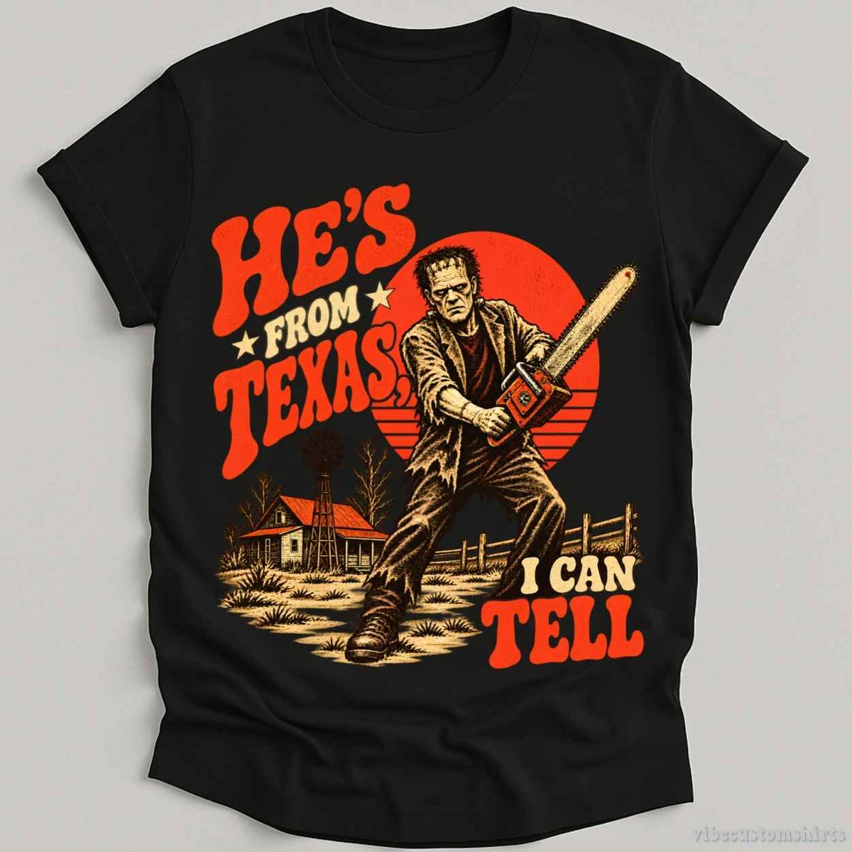 He's From Texas I Can Tell Halloween T-shirt graphic design — view 3