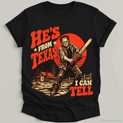 He's From Texas I Can Tell Halloween T-shirt graphic design — view 3