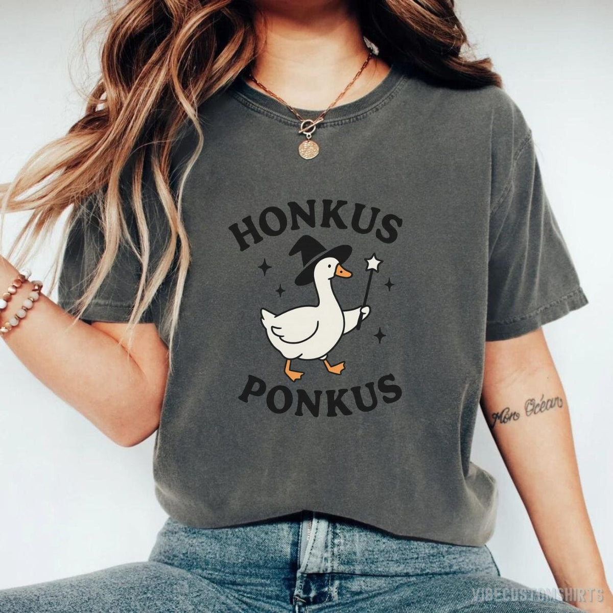 Honkus Ponkus Witch Goose Halloween T-shirt graphic design — view 2