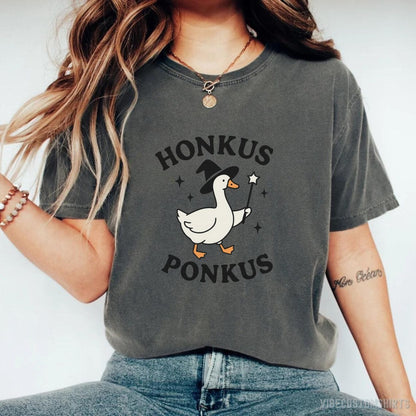 Honkus Ponkus Witch Goose Halloween T-shirt graphic design — view 2