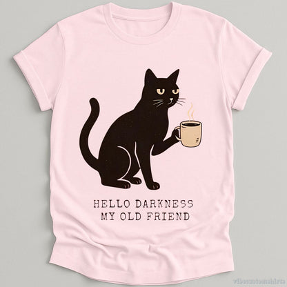 Hello Darkness My Old Friend Black Cat Coffee Halloween T-shirt graphic design — view 4