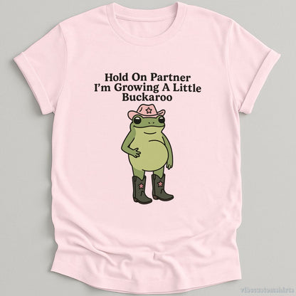 Hold On Partner I'm Growing A Little Buckaroo T-shirt graphic design — view 4