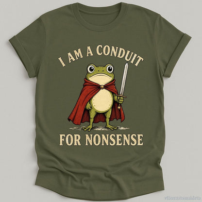 I Am A Conduit For Nonsense Frog Knight T-shirt graphic design — view 5