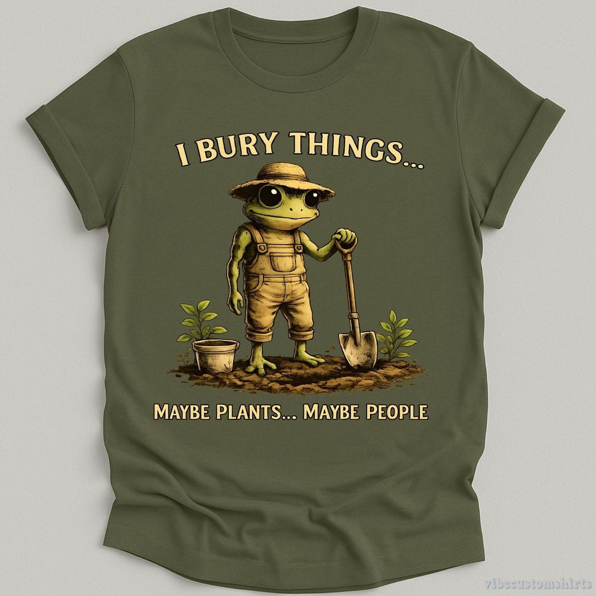 I Bury Things Maybe Plants Maybe People Frog T-shirt graphic design — view 5
