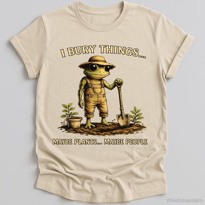 I Bury Things Maybe Plants Maybe People Frog T-shirt graphic design — view 6