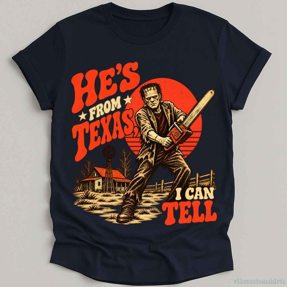 He's From Texas I Can Tell Halloween T-shirt graphic design — view 2