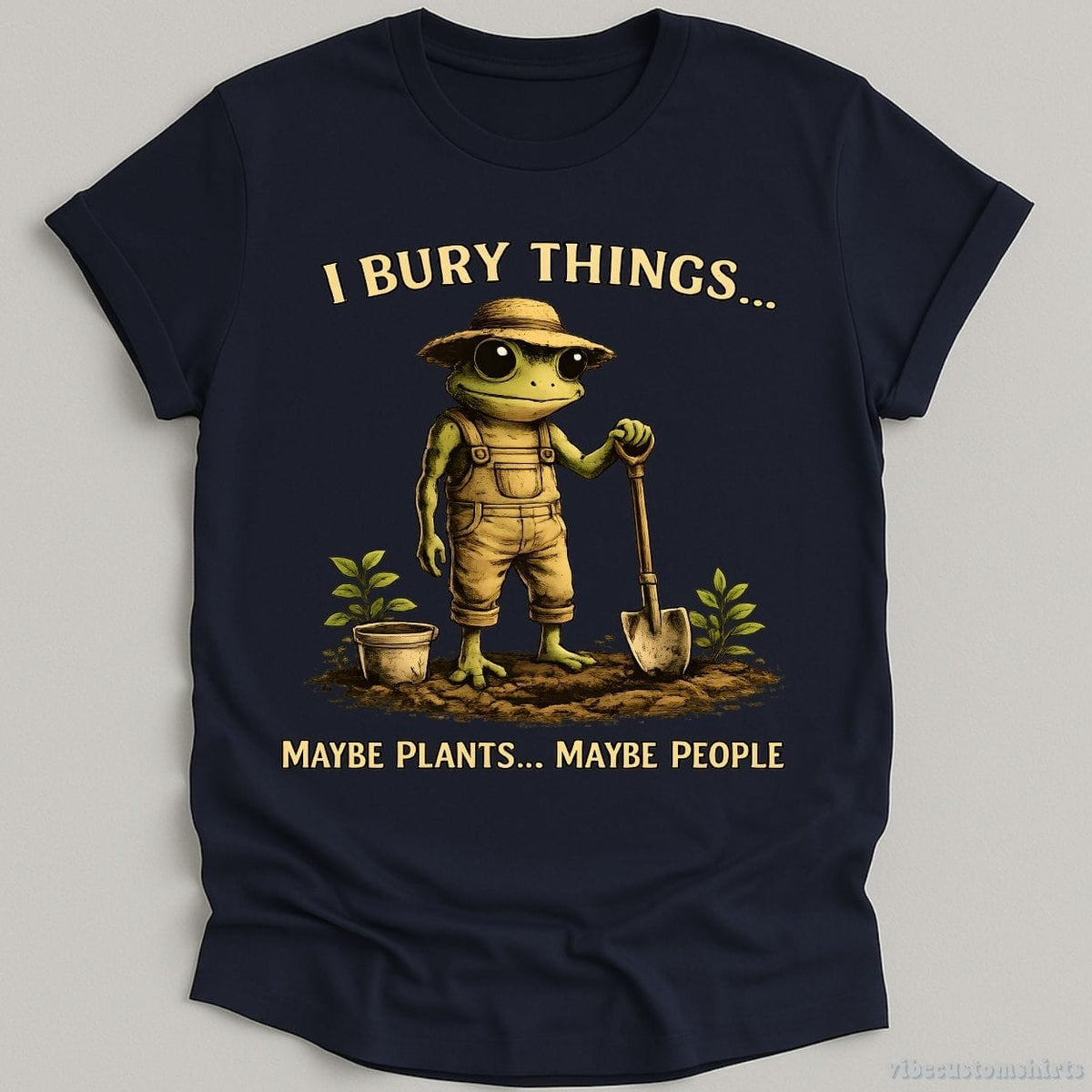 I Bury Things Maybe Plants Maybe People Frog T-shirt graphic design — view 4